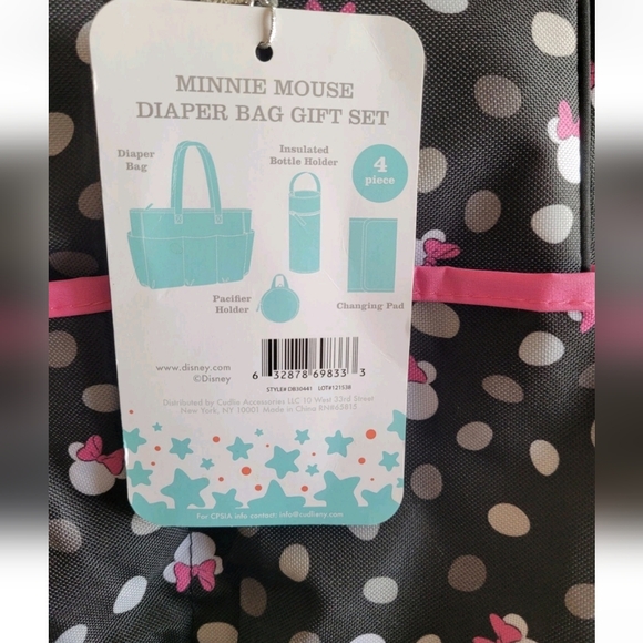 Disney Baby Minnie Mouse 8 Pockets Diaper Bag 4 Piece Accessory Set - Picture 4 of 9